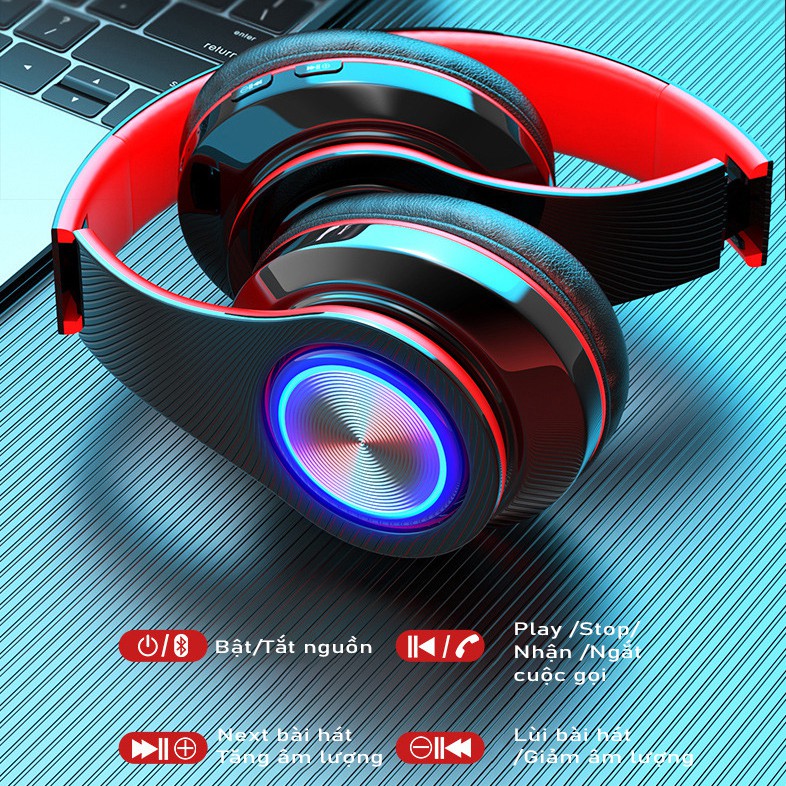 Tai nghe chụp tai không dây SIDOTECH B39S kết nối bluetooth chống ồn pin trâu nghe nhạc tương thích điện thoại laptop