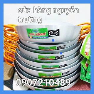 Chảo nhôm Kim Hằng quai vàng đáy bằng