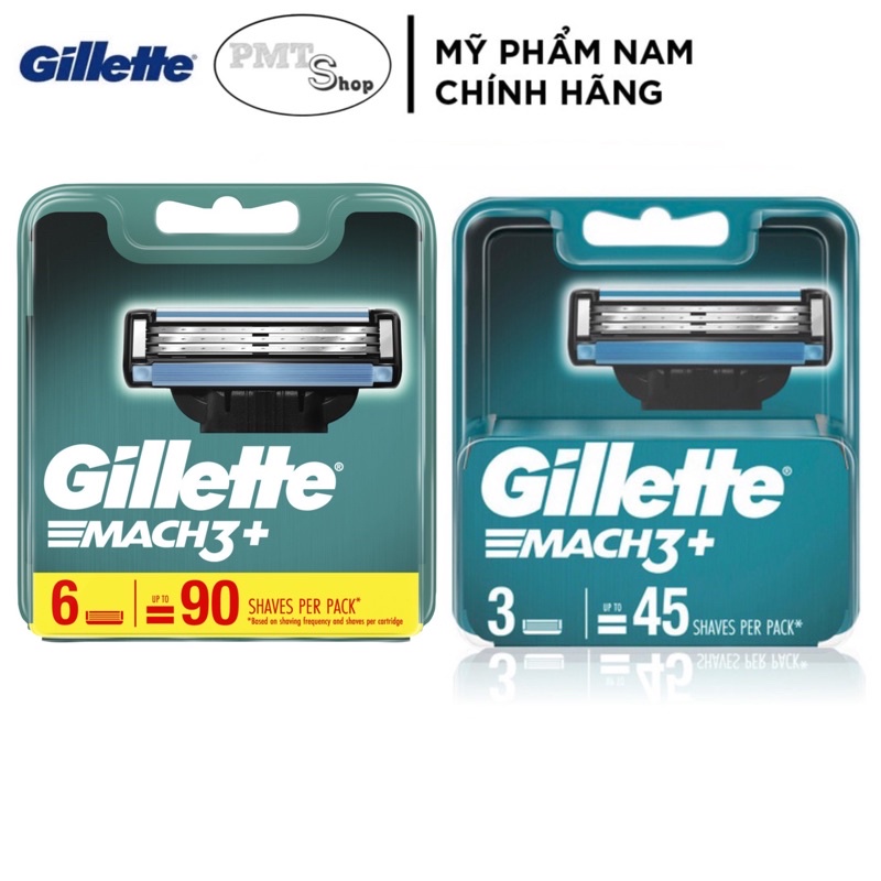 Hộp Lưỡi Dao Cạo Râu Gillette Mach 3 Turbo 3D, Sensitive, Mach3+ vỉ 8 6 4 3 2 cái - Mach3 cao cấp