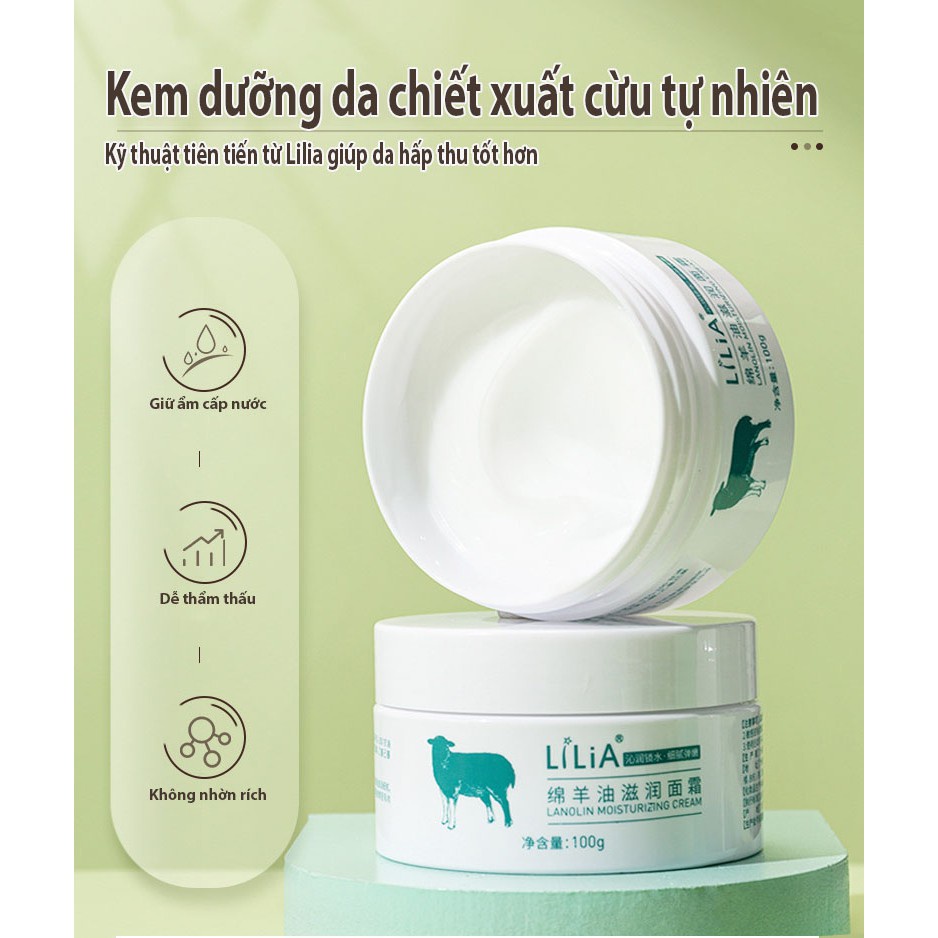 LiLiA Kem Dưỡng Ẩm [FREESHIP] Cấp Nước Tự Nhiên Moisturizing Skin Care Natural 100g