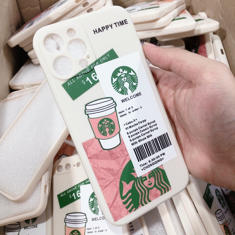 Ốp iphone Starbucks cạnh vuông 7/7plus/8/8plus/x/xr/xs/11/12/pro/max/plus/promax [Tomax Shop]