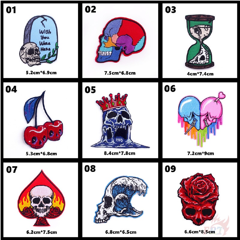☸ Sticker Ủi Thêu Hình Đầu Lâu Phong Cách Harajuku ☸ 1 Sticker Ủi Thêu Hình Huy Hiệu