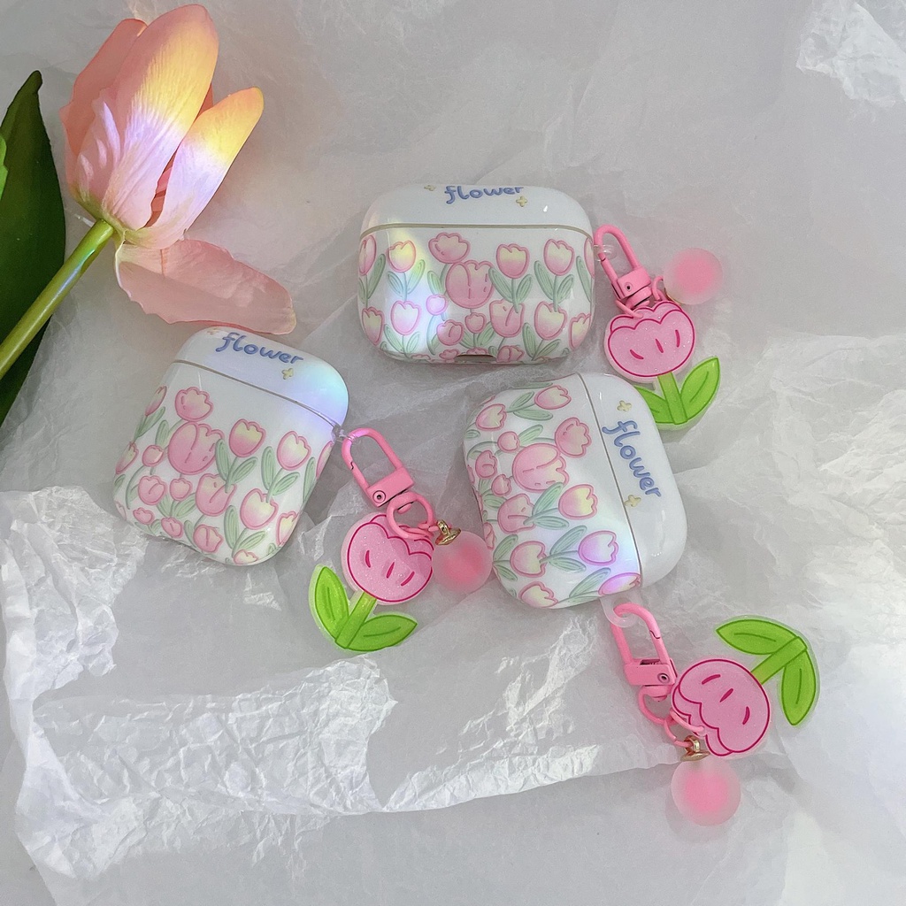 Vỏ Bảo Vệ Hộp Sạc Tai Nghe AirPods Pro 1 / 2 3 2021 gen3 Bằng Silicon tpu Mềm Chống Rơi Hình Kẹp Màu Hồng Đơn Giản