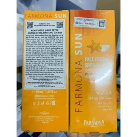 Kem chống nắng nâng tone Farmona Sun Face Cream Oil Free Spf50 không chứa dầu không gây kích ứng cho da mặt 50ml
