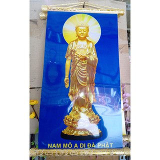 Tranh phật treo tường tại gia - Tranh Phật A Di Đà (kích thước 50*90)