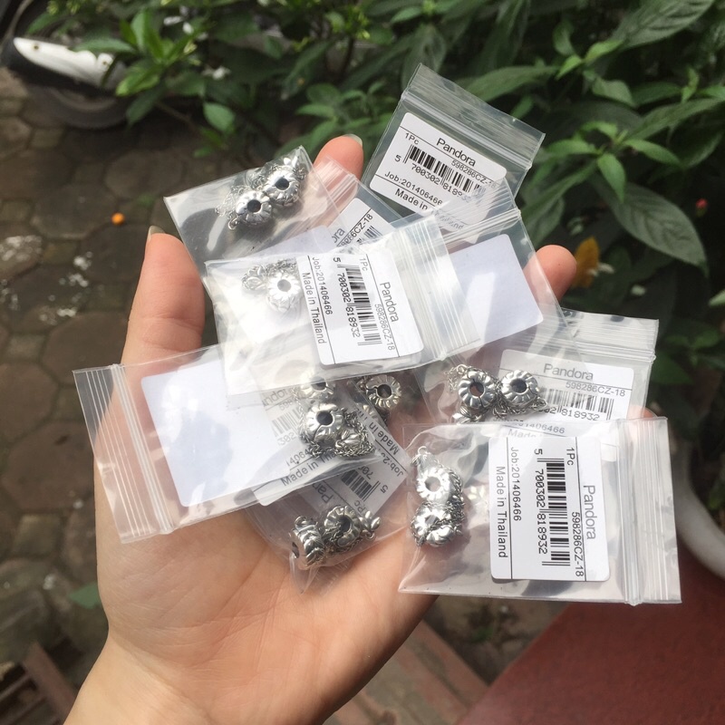 Charm xích safety chain an toàn giúp chống rơi charm bằng bạc 925 nhungsophie