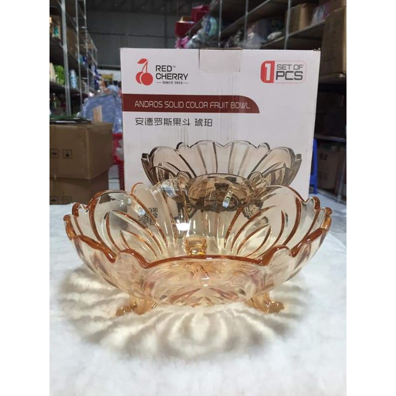 Đĩa 3 Chân Màu Trắng Và Vàng