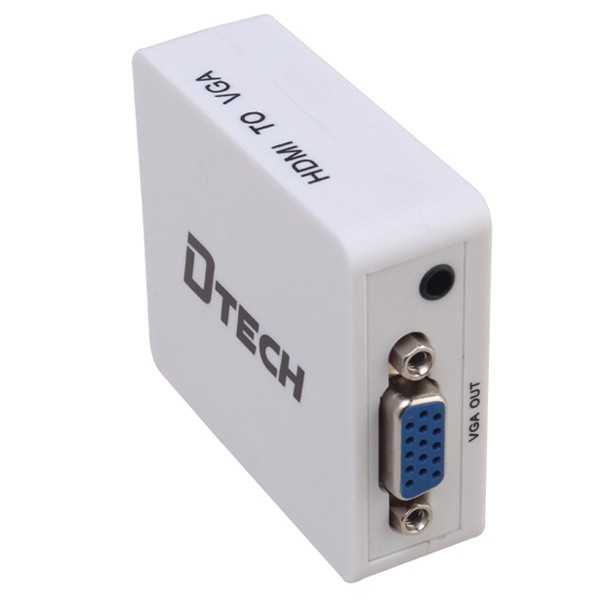 hộp chuyền tín hiệu từ máy tính cổng HJDMI sang màn hình cổng VGA DTECH DT 6528