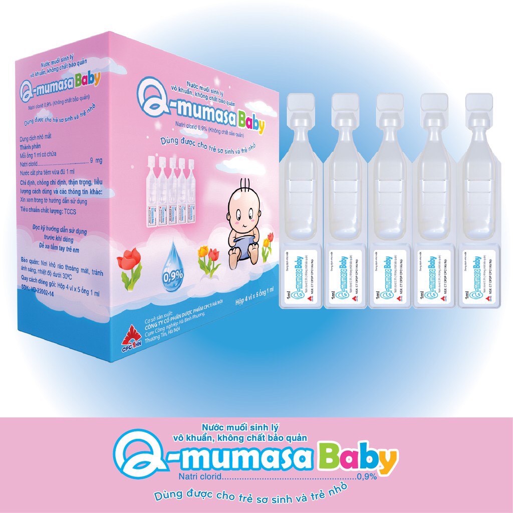 [GIÁ GỐC] Nước muối Q-mumasa Baby vệ sinh mắt mũi hộp 20 ống 1ml