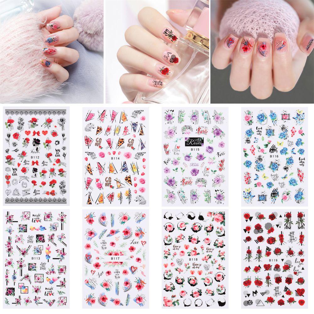 Sticker Dán Móng Họa Tiết Hoa Hồng Chống Nước