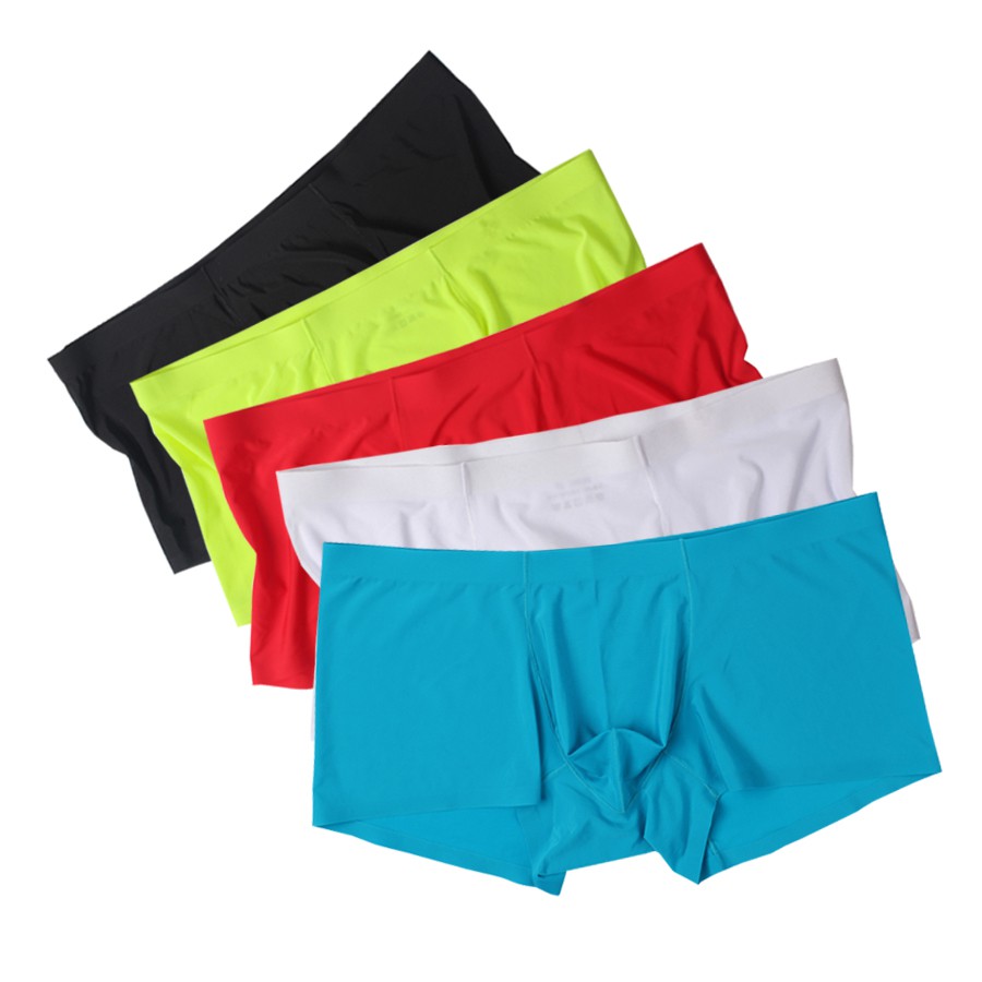 Quần Lót boxer Không Đường May Màu Trơn Thoáng Khí Thoải Mái Cho Nam
