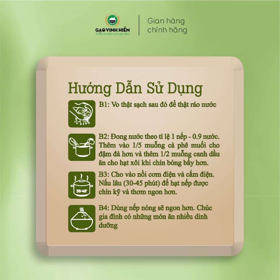 Nếp Sáp Vinh Hiển 1kg / Nếp thơm, dẻo dai vừa, mềm ngon.