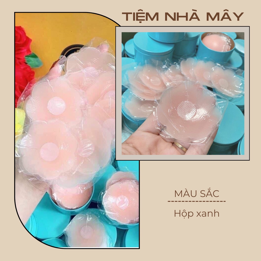 Set 5 Đôi Miếng Dán Ngực Hộp Xanh Siêu Mềm, Miếng Dán Ngực Dán Vú Silicon Đầu Ti Sử Dụng Nhiều Lần