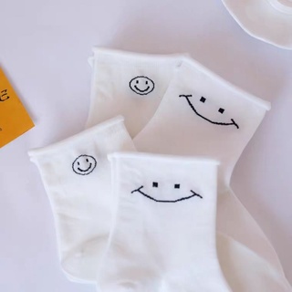 Tất trắng nữ cổ cao họa tiết dễ thương vải co giãn 4 chiều, phong cách Hàn Quốc dễ phối đồ - Tất Ulzzang Cao Cổ Nữ
