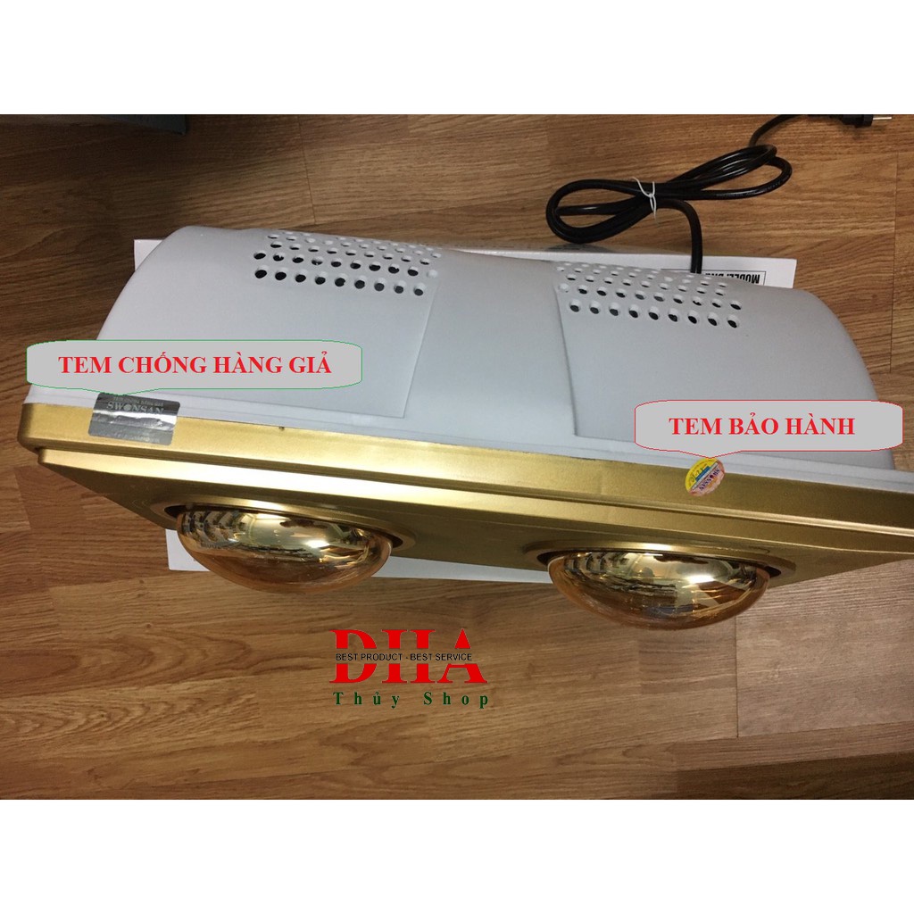 ĐÈN SƯỞI NHÀ TẮM SWONSAN 2 BÓNG SBH2-L1 - BẢO HÀNH CHÍNH HÃNG 5 NĂM