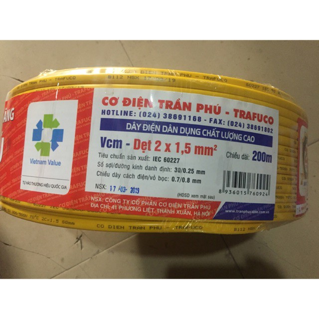 Dây điện dẹt 2x1.5 Trần phú