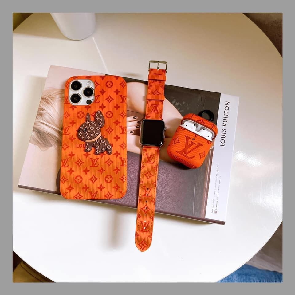 Ốp da chó L.V màu cam ip 7plus/8plus/X/Xs/Xsmax/11/11promax/12/12pro/12promax/13pro/13promax