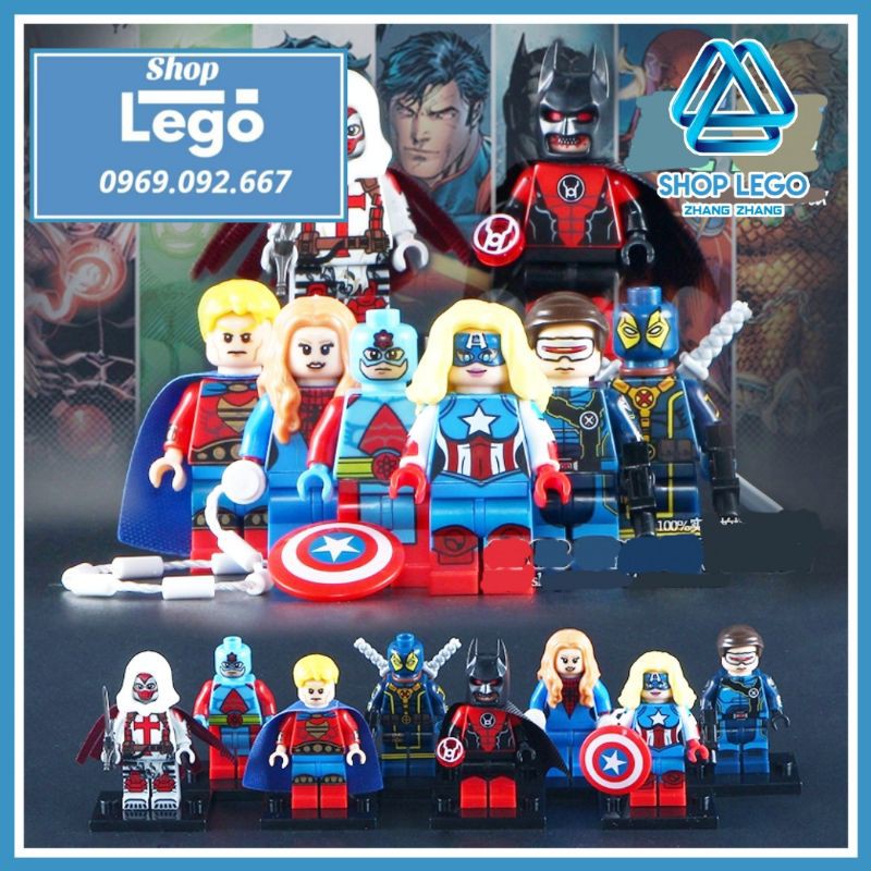 Xếp hình SPIDER MAN BATMAN X-Men Deadpool Cyclops Quasar Azrael Red Lantern Atom Mary Jane Lego Minifigures POGO pg8056