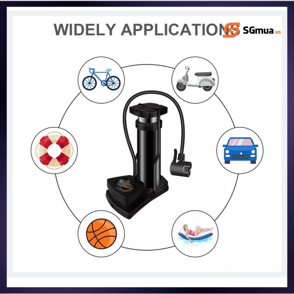 Bơm Hơi Đạp Chân Mini Đa Năng Có Đồng Hồ Đo Áp Suất, Nhỏ Gọn, Bơm Xe Máy, Xe Đạp, Lốp Ô Tô, Tiện Lợi