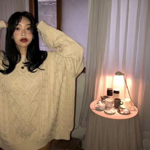 Áo Sweater Dáng Rộng Kiểu Hàn Quốc Thiết Kế Ngọt Ngào Cho Nữ