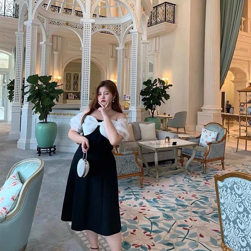 Đầm đi tiệc Big size nơ trắng xinh