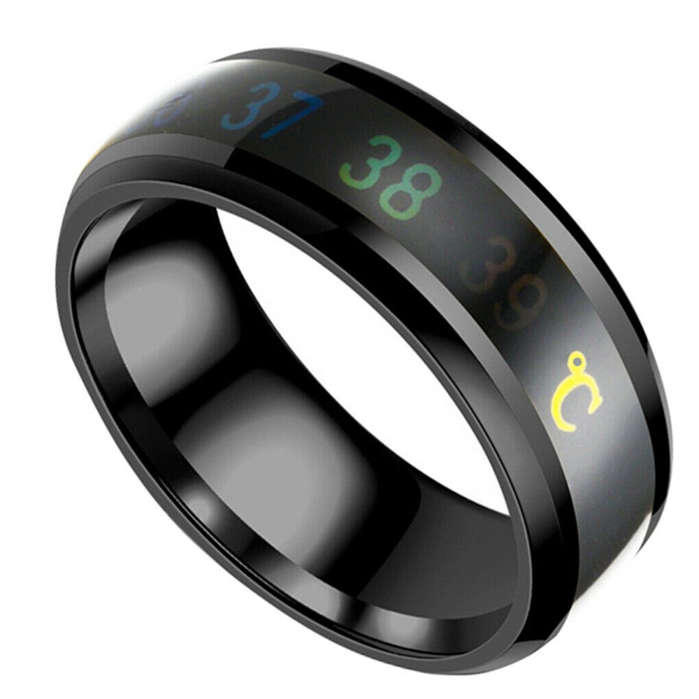 Nhẫn Đo Nhiệt Độ Thông Minh Hiển Thị Nhiệt Độ Bằng Thép Không Gỉ Cho Nam Và Nữ