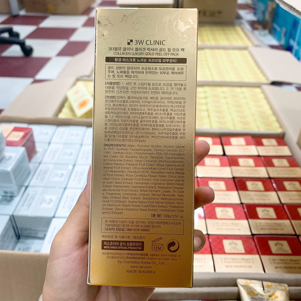 Mặt nạ vàng 3W Clinic Collagen Luxury Gold Peel Off Pack 24K Gold 100g Hàn Quốc