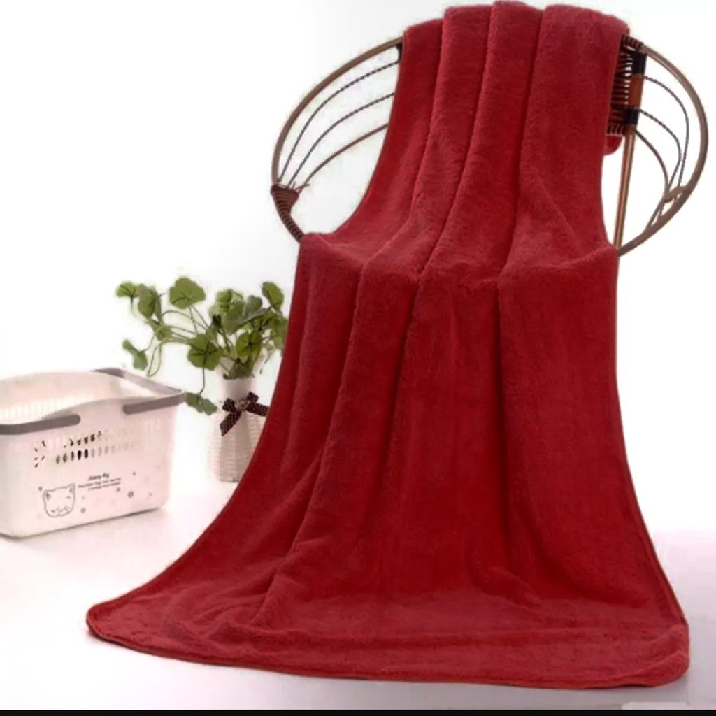 Khăn tắm 70*1,4m nặng 400g dùng cho gia đình siêu dày, khăn 100% cotton - Màu đỏ đô