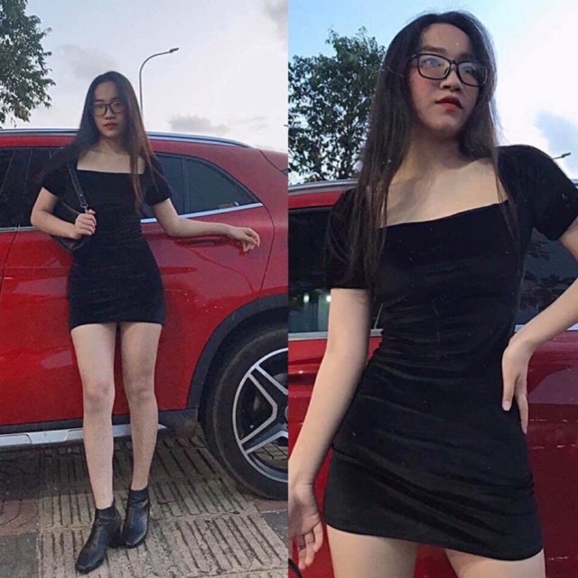 Đầm body BlaPink thiết kế chất nhung đen cổ vuông,form chuẩn đẹp | BigBuy360 - bigbuy360.vn