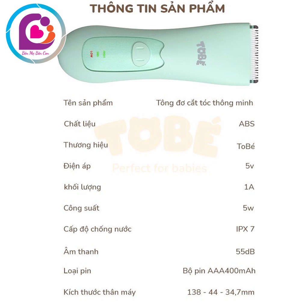 Tông đơ cắt tóc trẻ em Tobe an toàn và êm ái