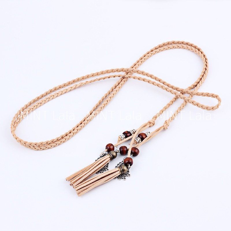 Thắt Lưng Dây Nịt Đai Váy Nữ Nhỏ Phối Hạt Tua Rua Vintage
