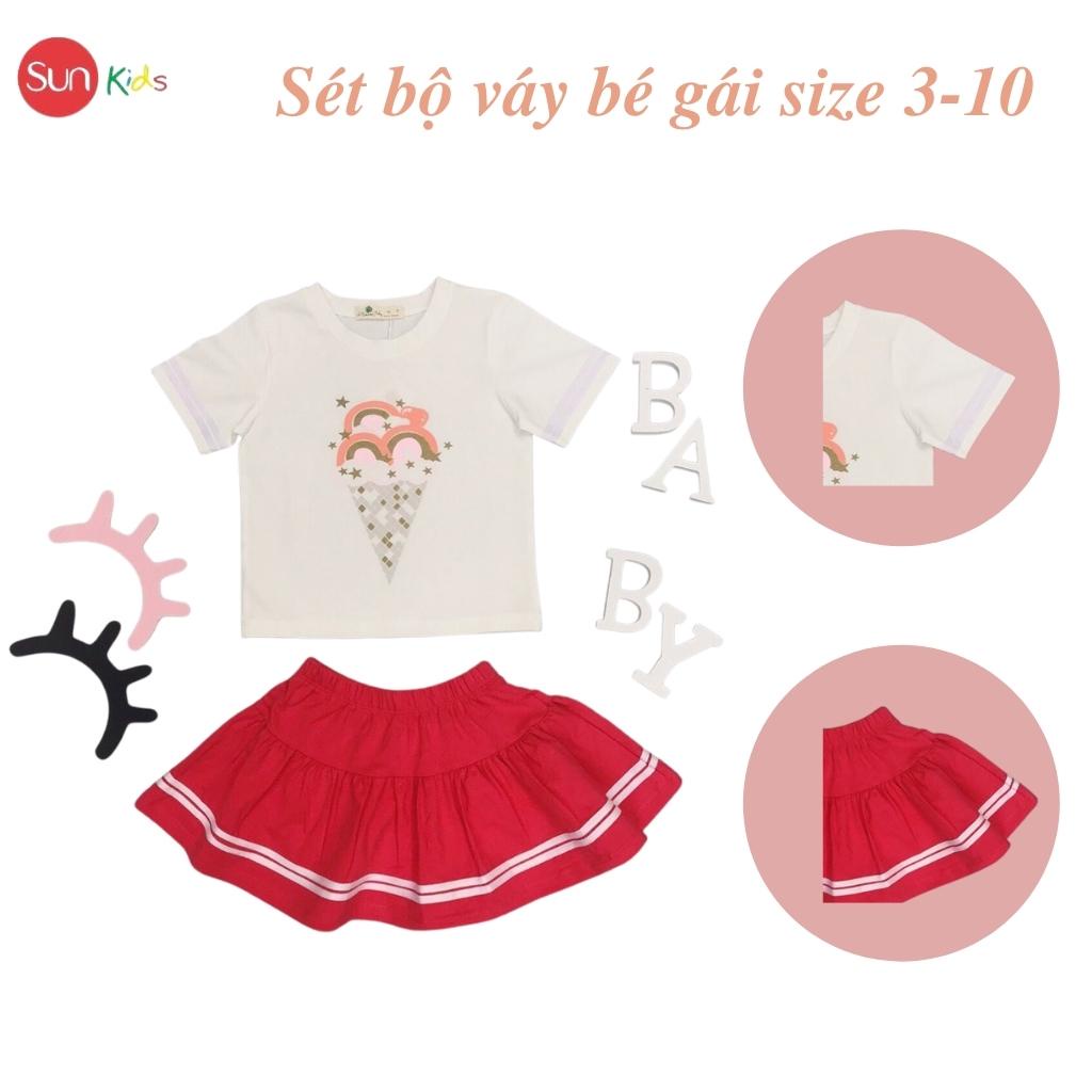 Đồ bộ thun bé gái, đồ bộ trẻ em chất cotton, có nhiều màu, size 3-10 tuổi - SUNKIDS