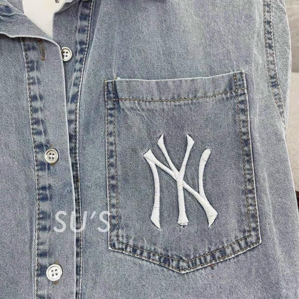 Áo Jeans bò thêu NY - Áo bò Mickey fom thụng xinh cá tính - Hàng L1