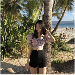 Quần short nữ ống rộng lưng cao Quần đùi cộc nữ Cạp cao mùa Hè Hàn Quốc Ulzzang Thời trang