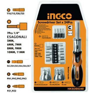 Bộ tuốc nơ vít đa năng 24 chi tiết ingco hksdb0248