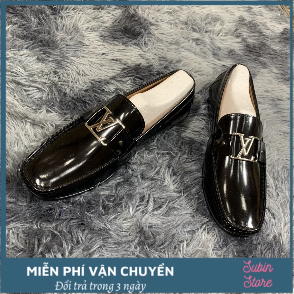 Giày Lười LV Đen Bóng Sang Trọng