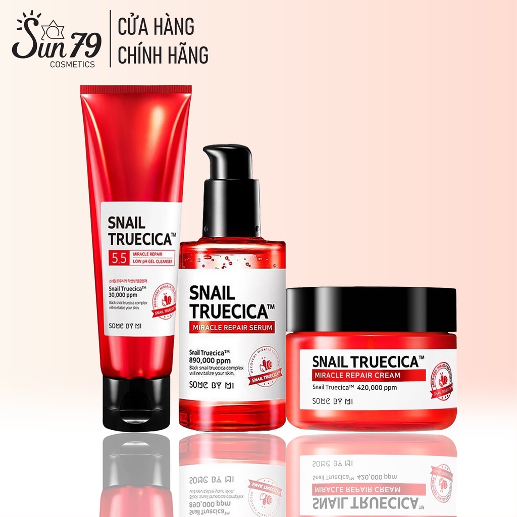 Bộ 3 Sản Phẩm Phục Hồi Da, Mờ Thâm, Sẹo Some By Mi Snail Truecica Miracle Repair (SRM100ml , Toner 135ml , Serum 50ml)