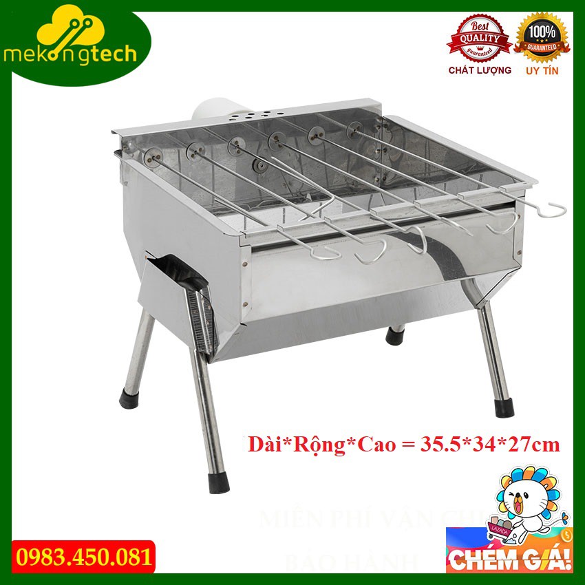 Bếp nướng than hoa TopV V5S, quay tự động, lò nướng than inox, bếp nướng ngoài trời, bếp nướng than củi tự xoay