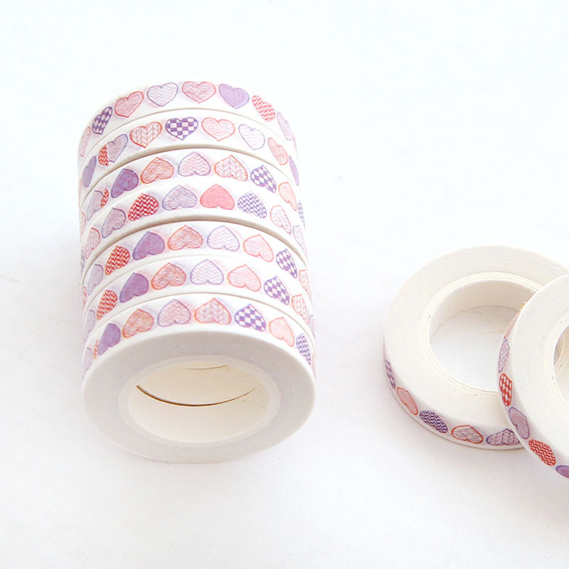 Băng Keo Washi Hoạ Tiết Dễ Thương Trang Trí Nhật Ký 7mm x 10m