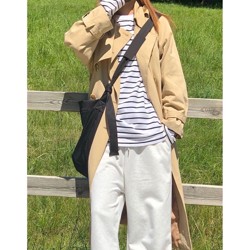 Túi Đeo Chéo Canvas Buộc Dây Knot Messenger Bag đeo chéo Unisex nam nữ size to (có sẵn, hình thật)