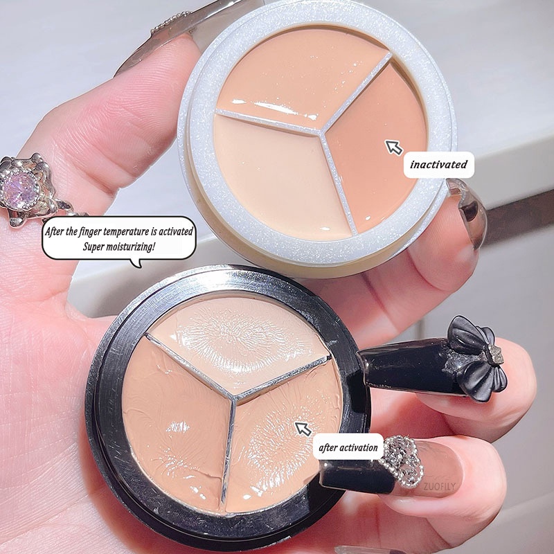 Dikalu Bảng Kem Che Khuyết Điểm 3 Màu Dưỡng Ẩm Lâu Trôi Che Phủ Quầng Thâm Và Mụn