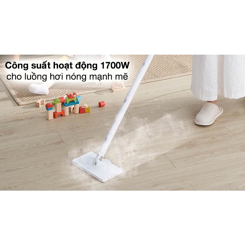 Máy lau nhà hơi nước Deerma ZQ600 trang bị 5 đầu bàn chải, chế độ kháng khuẩn cao cấp, bảo hành 12 tháng