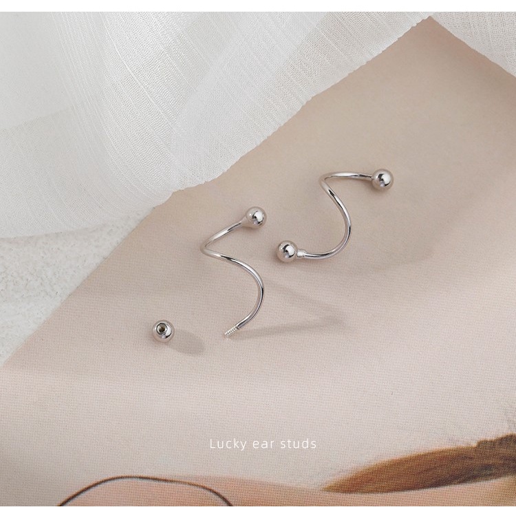 Khuyên tai nữ bạc ý 925 xỏ tai kiểu đơn giản cá tính bạc thật trang sức BẠC HIỂU MINH HT288