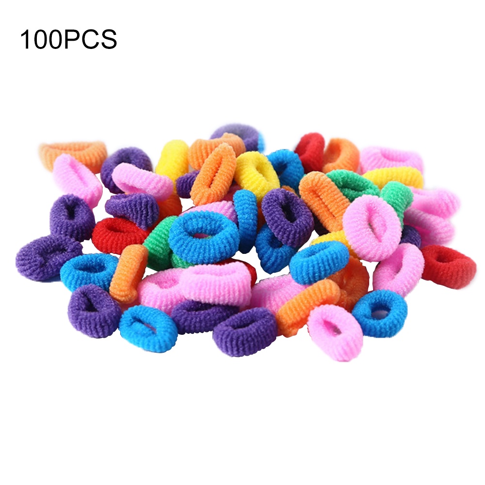 Set 100 Dây Buộc Tóc Mini Co Giãn Nhiều Màu Cho Bé Gái