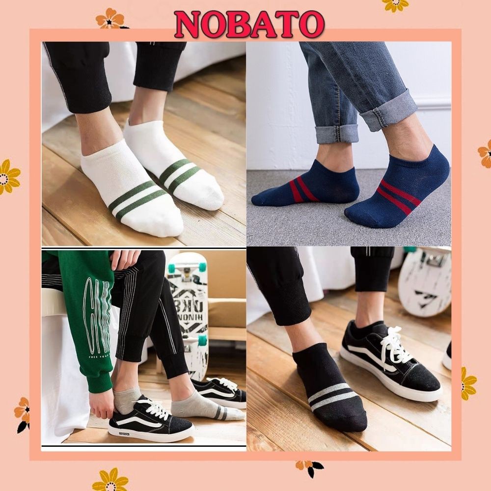 Vớ tất nam nữ ngắn cổ kẻ ngang Hàn Quốc siêu hot TN06 siêu tiện dụng
