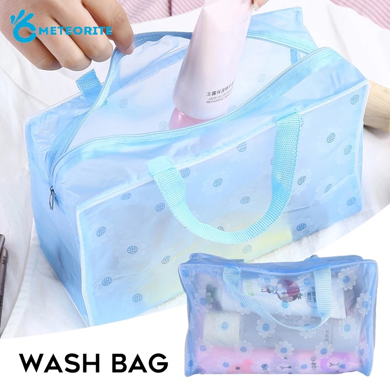 Túi Đựng Mỹ Phẩm Trong Suốt Sức Chứa Lớn Họa Tiết Hoa Xinh Xắn Đa Năng Tiện Dụng