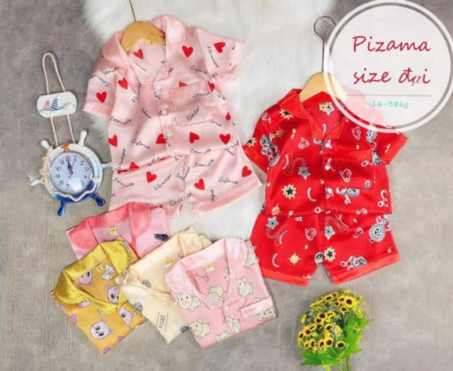 Bộ pijama vải lụa tuyển cao cấp bảng màu đẹp cho bé size 7-35kg