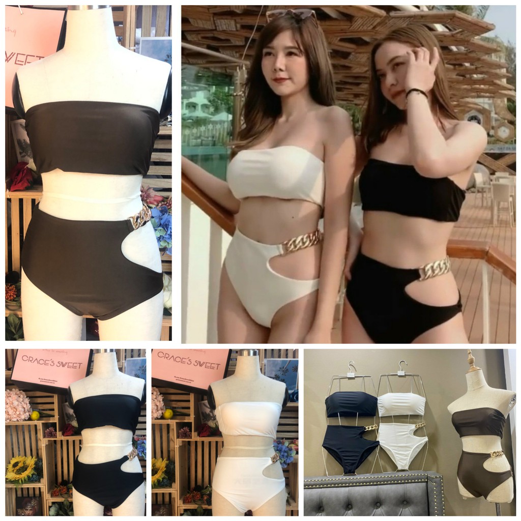 bikini quây 2 mảnh quần xích 1 bên