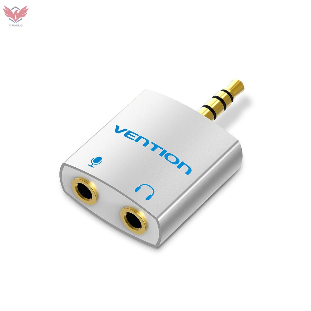 VENTION Bộ Chuyển Đổi Âm Thanh 1 Đầu Cắm Sang 2 Lỗ Cắm 3.5mm Màu Bạc Cho Tai Nghe Điện Thoại Pc
