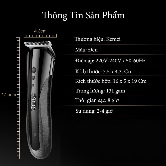 TĂNG ĐƠ_TÔNG ĐƠ 3 IN 1 ĐA NĂNG CẮT TÓC  KIÊM CẠO RÂU, TỈA LÔNG MŨI  CHÍNH HÃNG KEMEI 1407